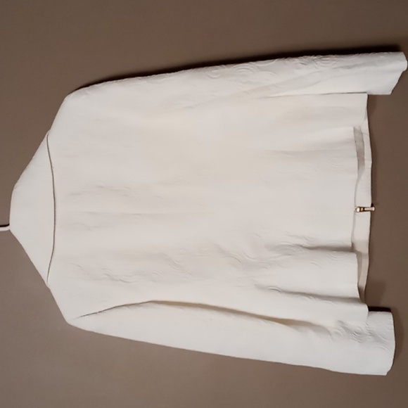 Dana Buchman Full Zip White Jacket w White Swirls Size 8 - Picture 2 of 9